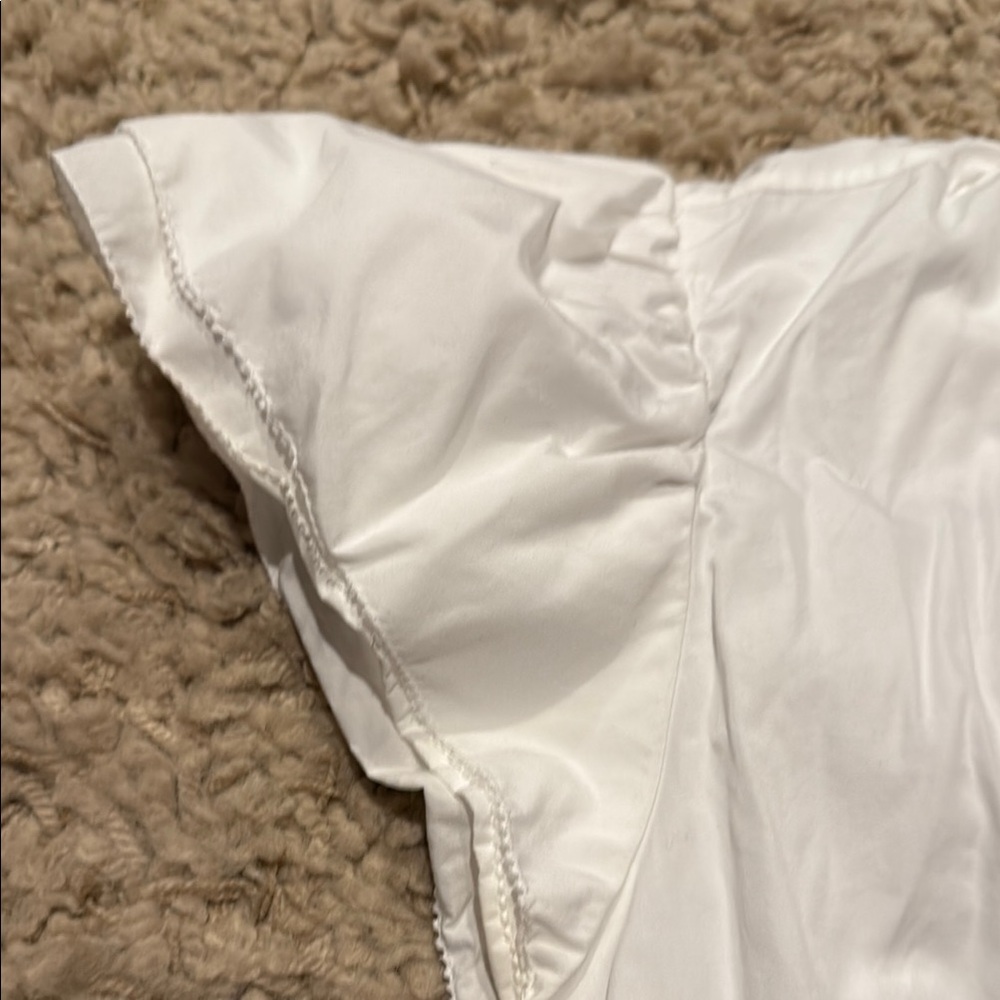 Ralph Lauren Black Label Ruffle Cap Sleeve White Blouse Women’s Small - Picture 2 of 9